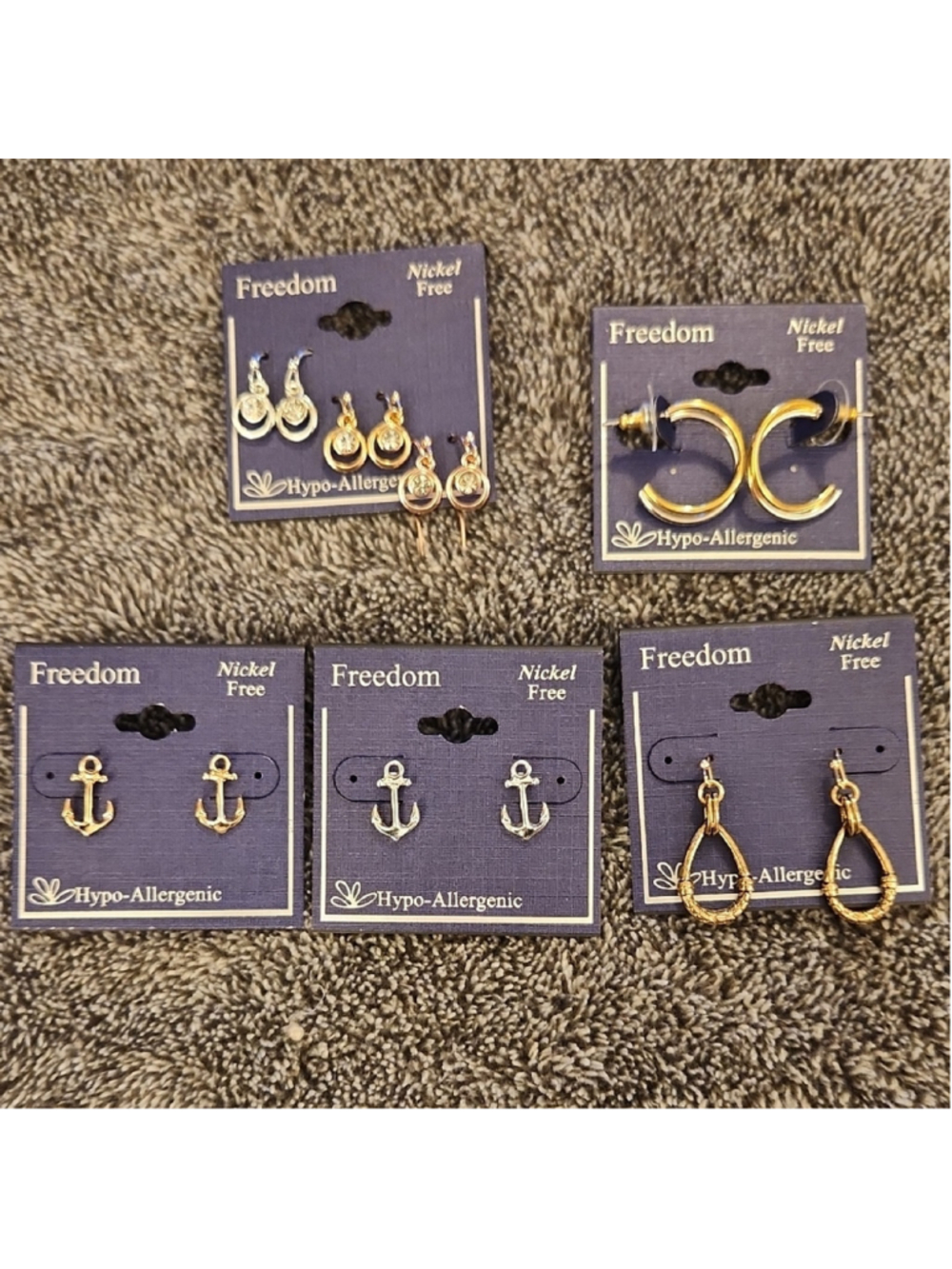 Freedom Hypo-Allergenic Nickel Free Earrings Lot of 5